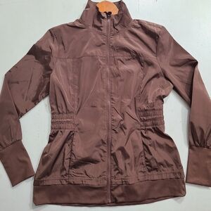 Womens Small APANA Soft Shell Athleta Jacket Coat Brown Clay Poly Spandex